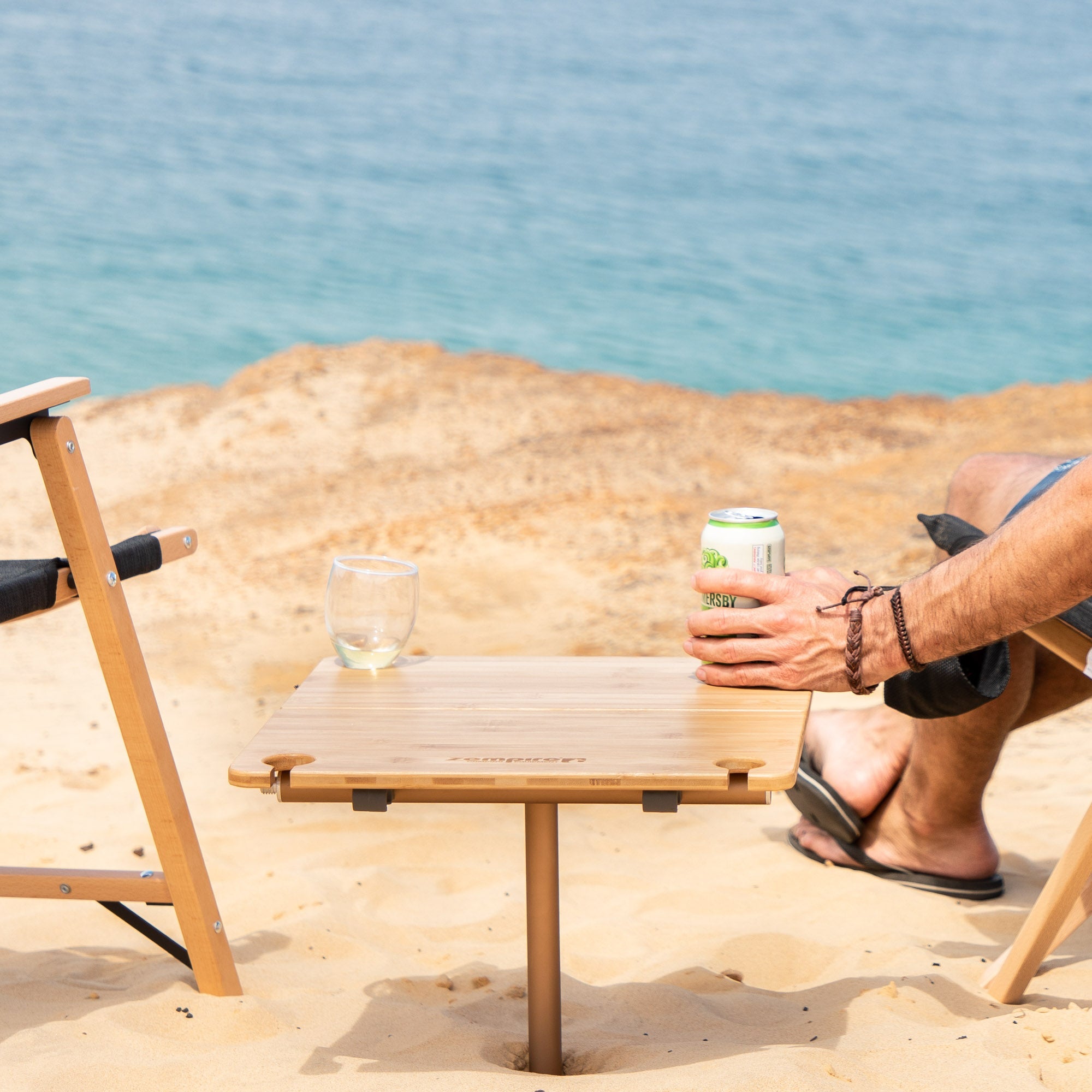 Zempire Kitpac Spike Bamboo Camp Table WINE GLASS HOLDERS